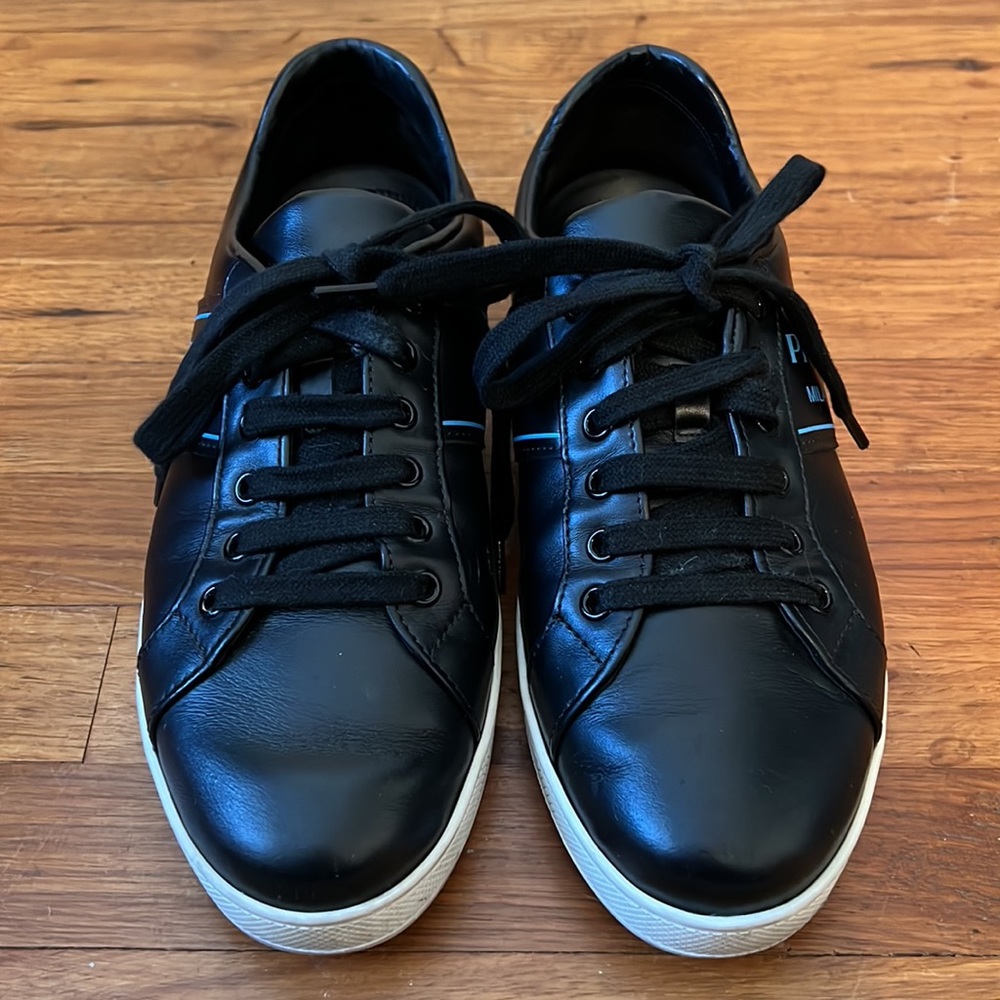 Prada Milano Black Leather Women’s Sneaker 39.5 - Picture 2 of 9
